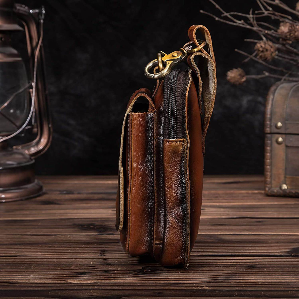 Genuine Leather Men's Waist Pack – Brown
