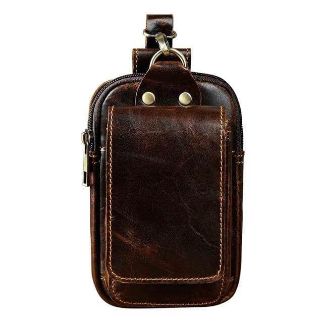Genuine Leather Men's Waist Pack – Adjustable Brown