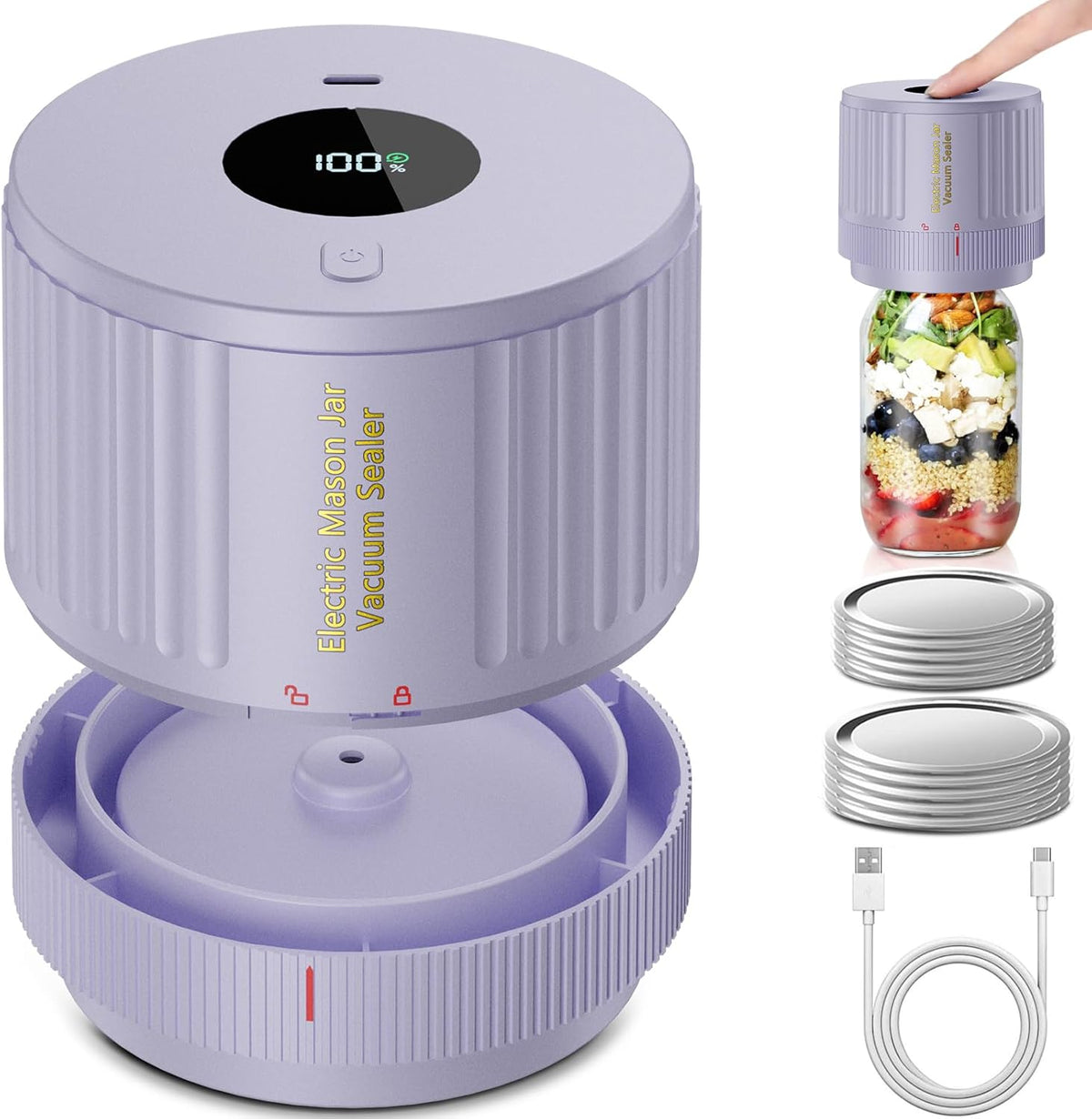Electric Mason Jar Vacuum Sealer Kit for Fresh Food Storage