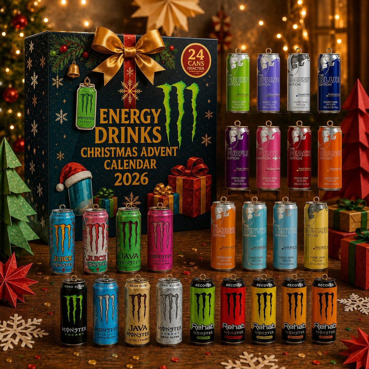 24-Day Energy Drink Advent Calendar – Collectible Can Designs