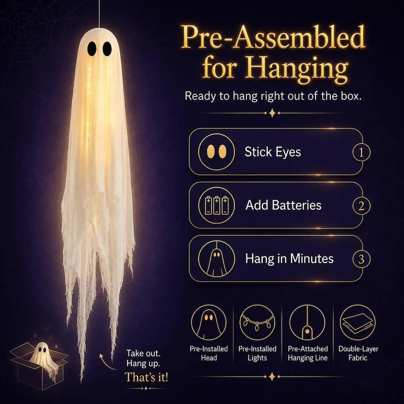 Hanging Ghost Halloween Decorations – Pre-Assembled Outdoor