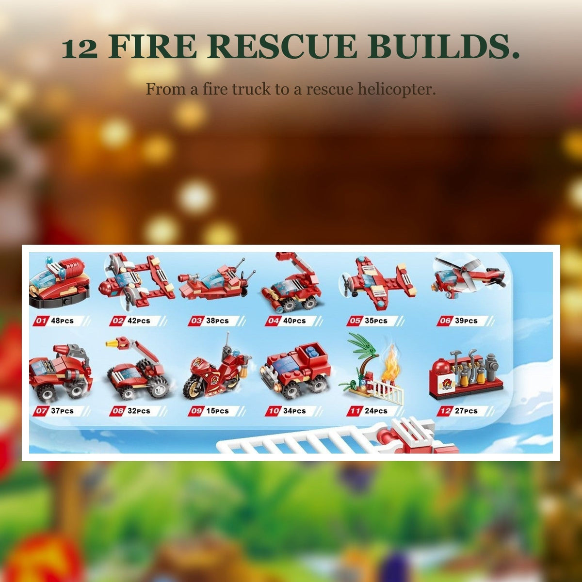 Kids' Fire Rescue and Construction Advent Calendar – Building Brick Vehicles