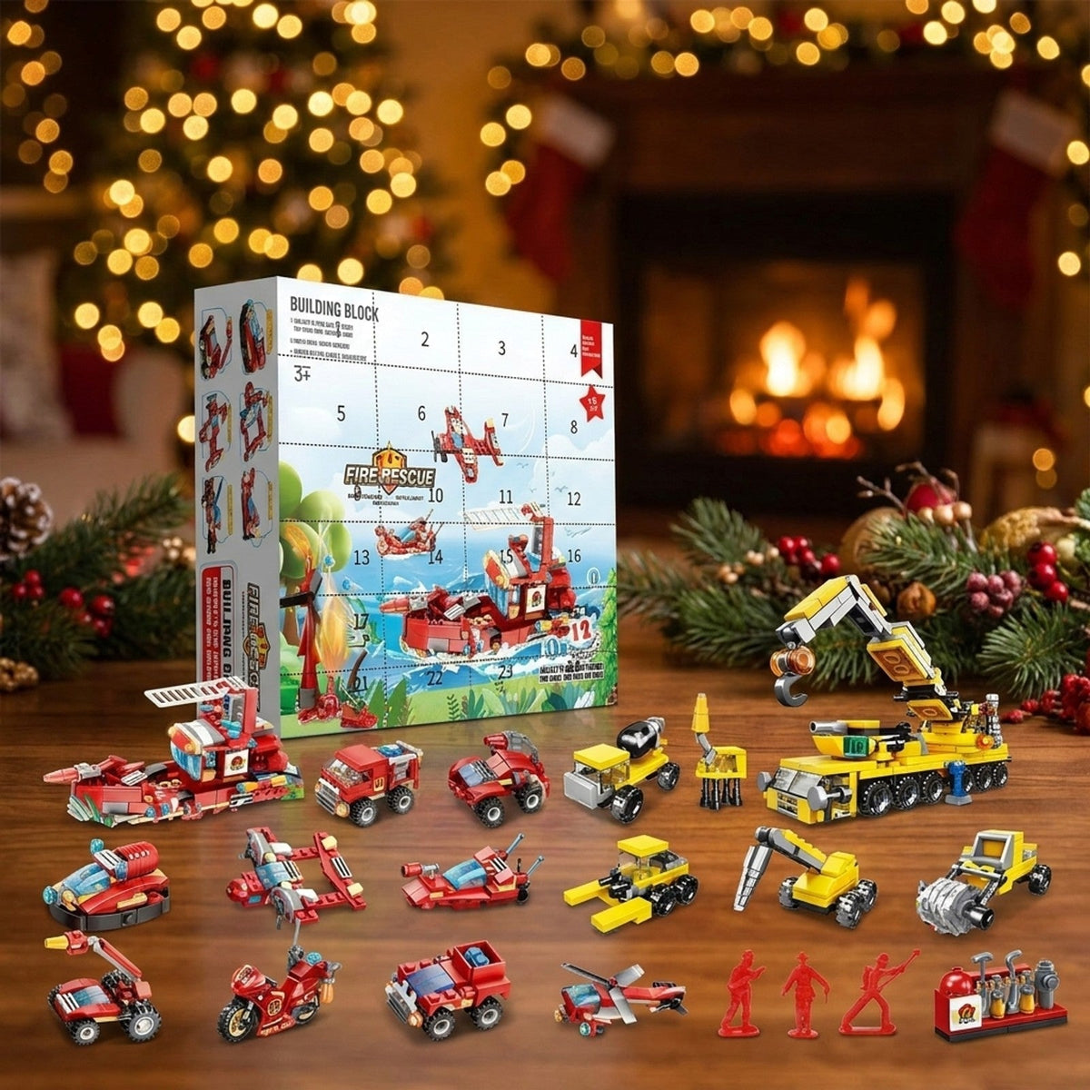 Kids' Fire Rescue and Construction Advent Calendar – Building Brick Vehicles