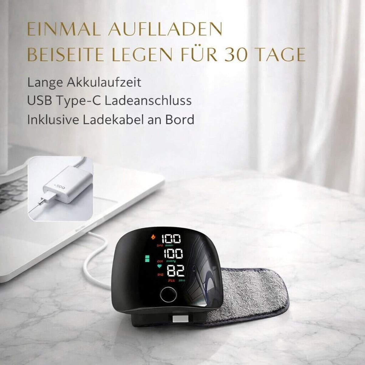 Digital Wrist Blood Pressure Monitor with Touch Display and Voice
