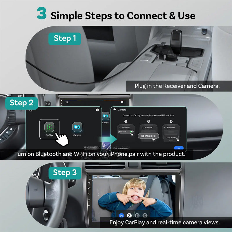 Wireless CarPlay Rear Seat Baby Camera – 1080p Night Vision