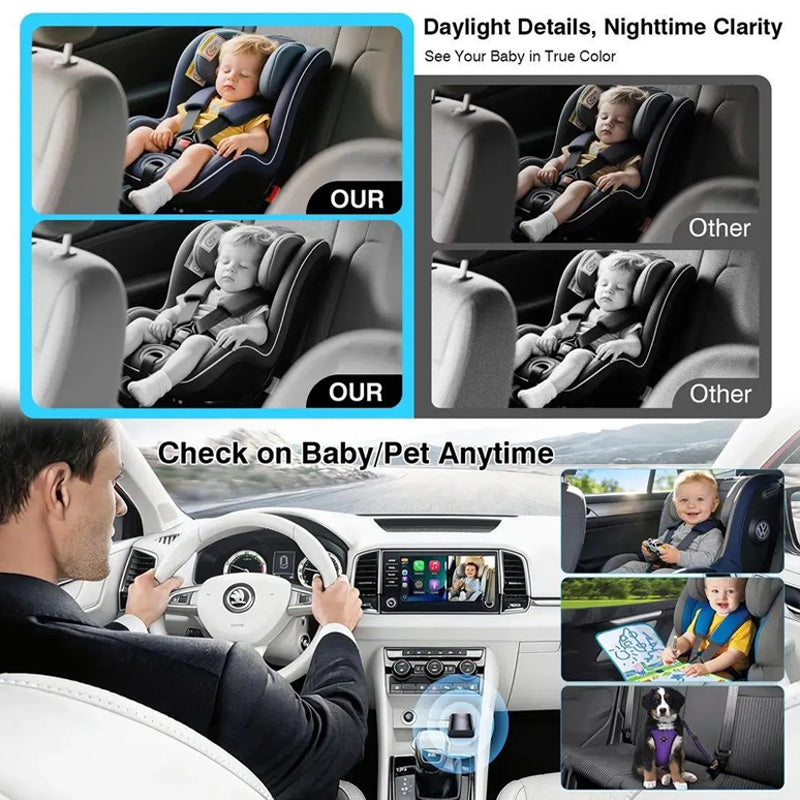 Wireless CarPlay Rear Seat Baby Camera – 1080p Night Vision
