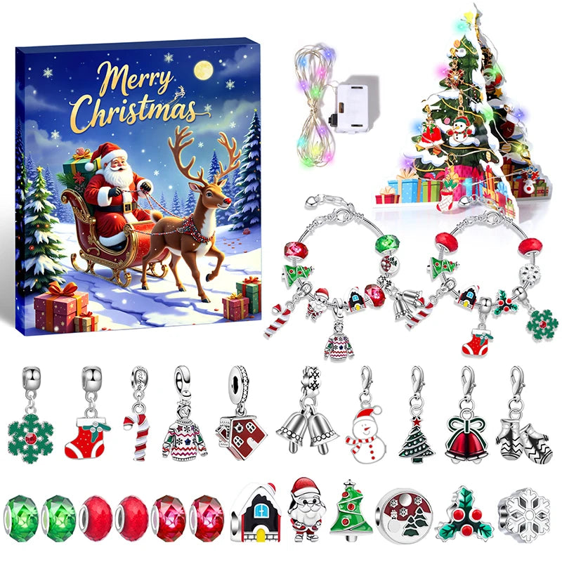 Kids' 24-Day Christmas Countdown Bracelet Advent Calendar with Crystals