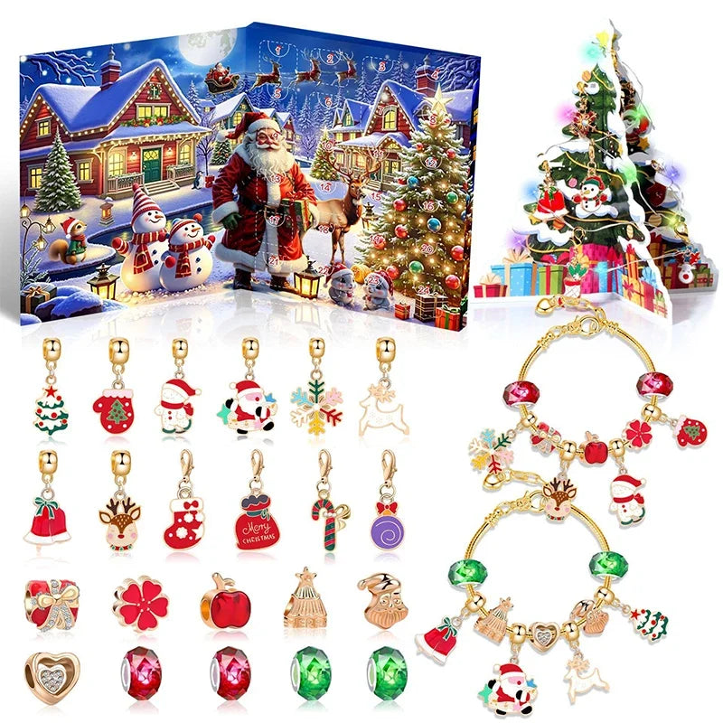 Kids' 24-Day Christmas Countdown Bracelet Advent Calendar with Crystals