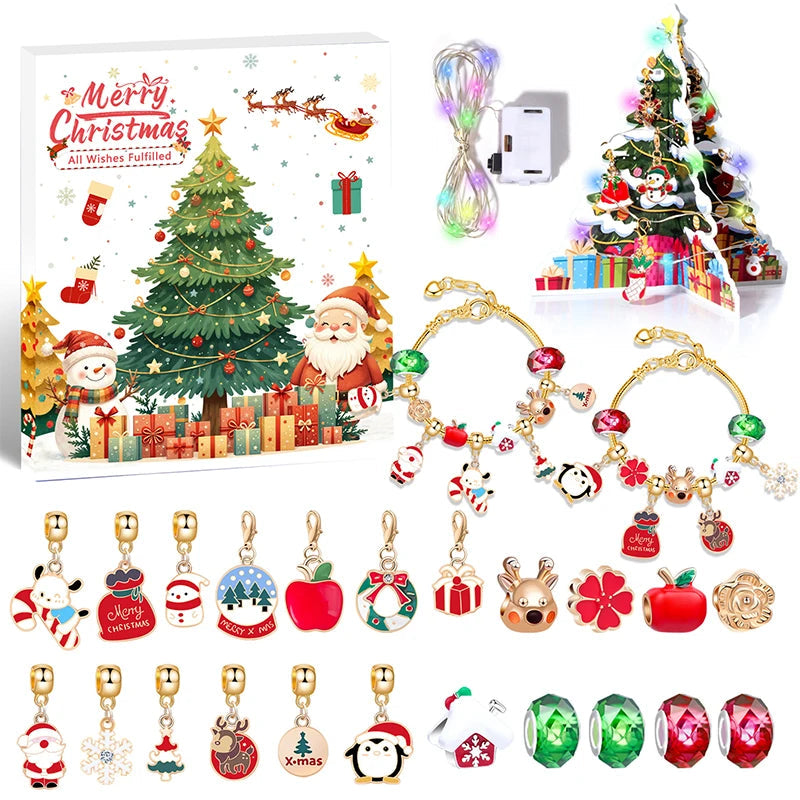 Kids' 24-Day Christmas Countdown Bracelet Advent Calendar with Crystals