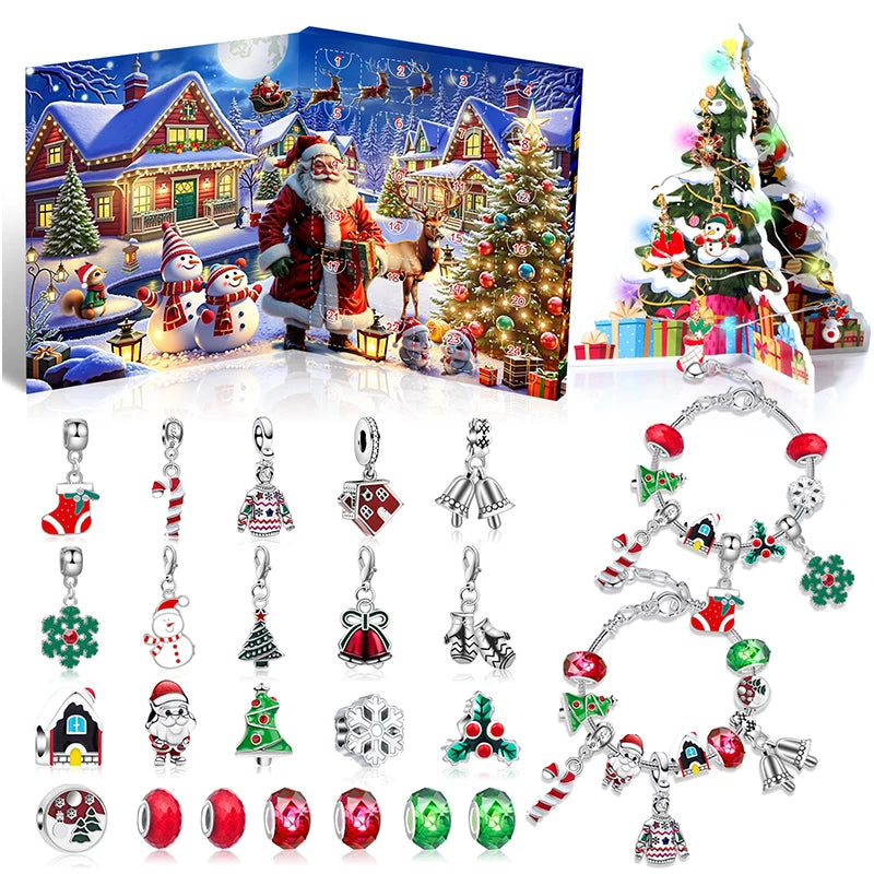 Kids' 24-Day Christmas Countdown Bracelet Advent Calendar with Crystals