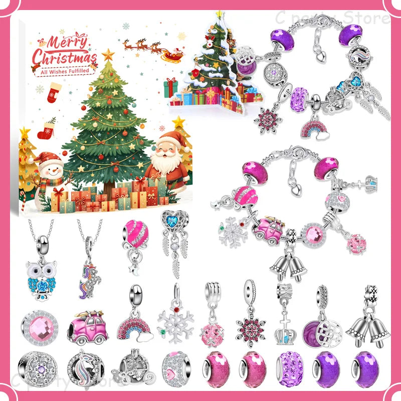 Kids' 24-Day Christmas Countdown Bracelet Advent Calendar with Crystals
