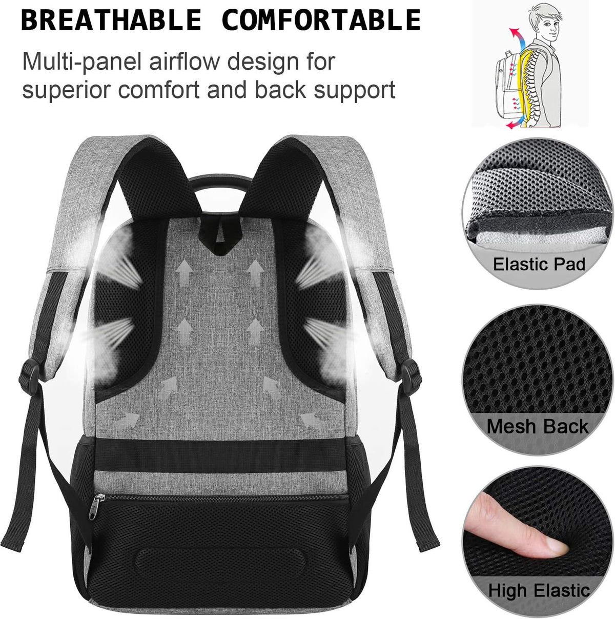 Anti-Theft Laptop Backpack with USB Charging Port