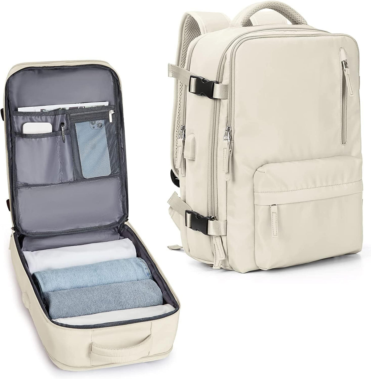 40L Waterproof Travel Backpack with Laptop Compartment & USB Port