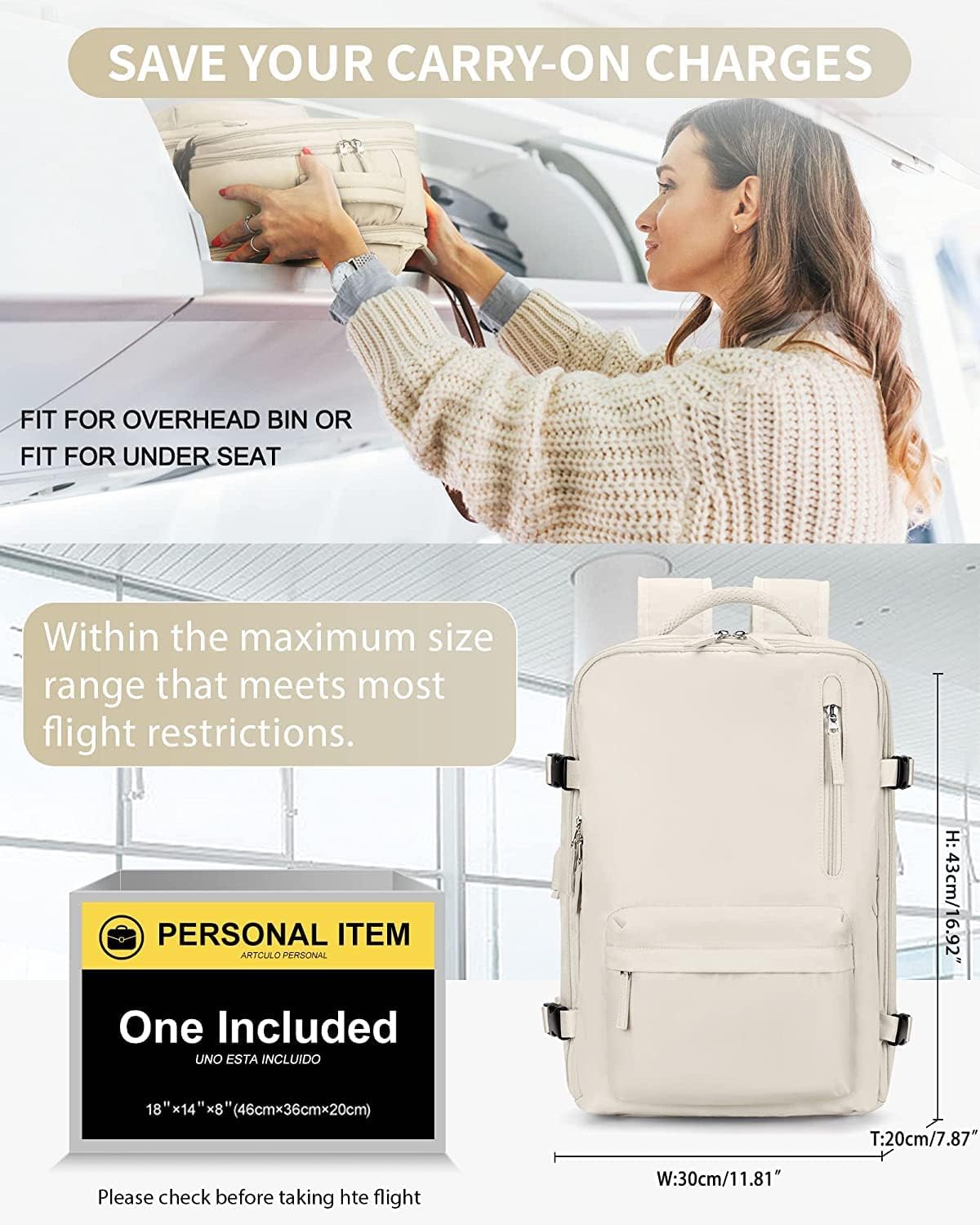 40L Waterproof Travel Backpack with Laptop Compartment & USB Port