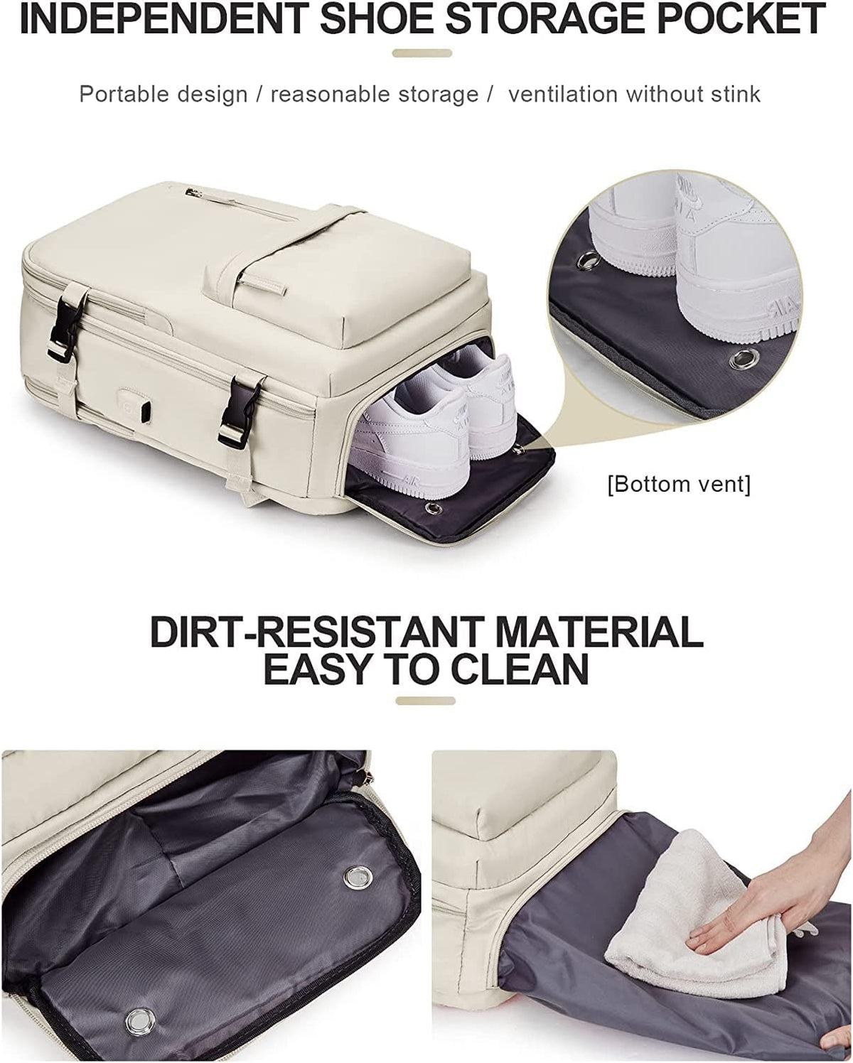 40L Waterproof Travel Backpack with Laptop Compartment & USB Port