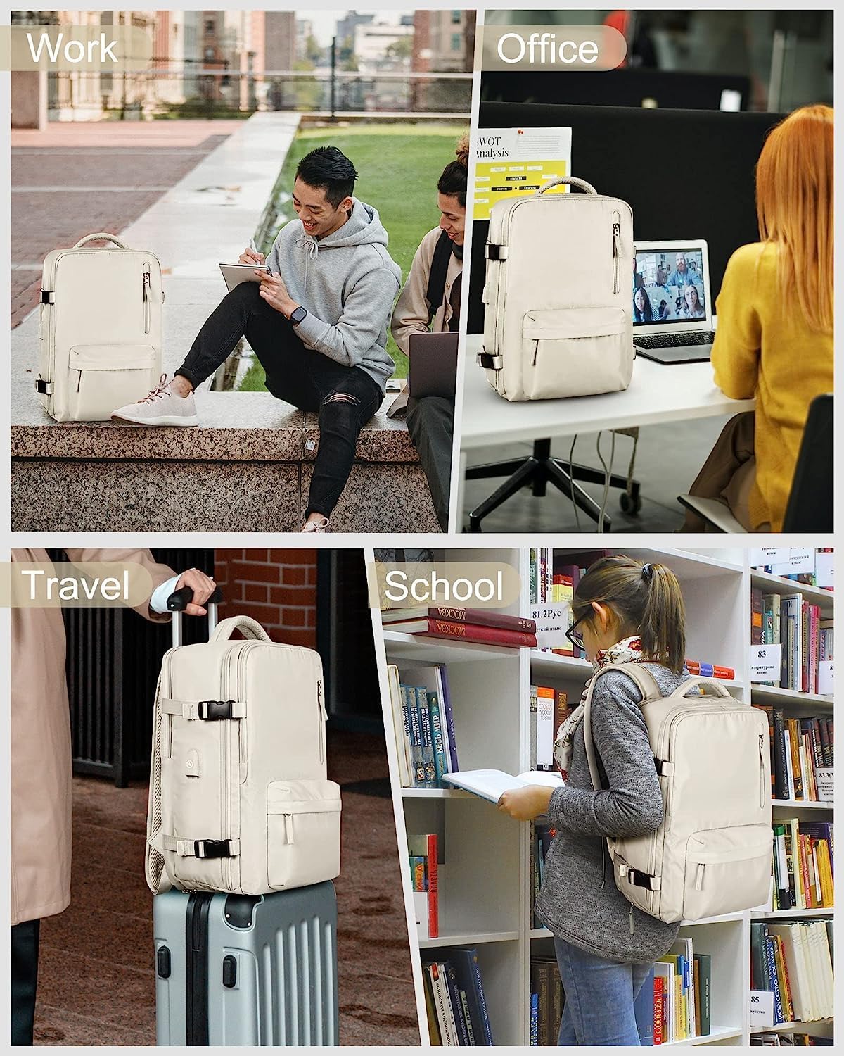 40L Waterproof Travel Backpack with Laptop Compartment & USB Port