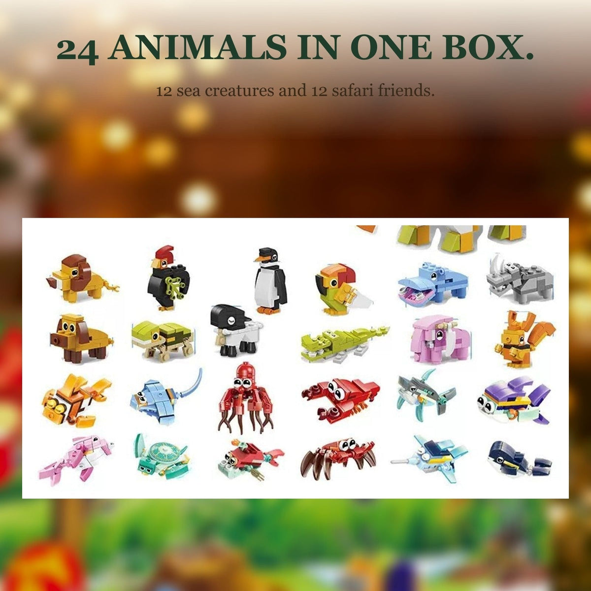 Advent Calendar Building Brick Animals – 24 Sea & Safari Creatures