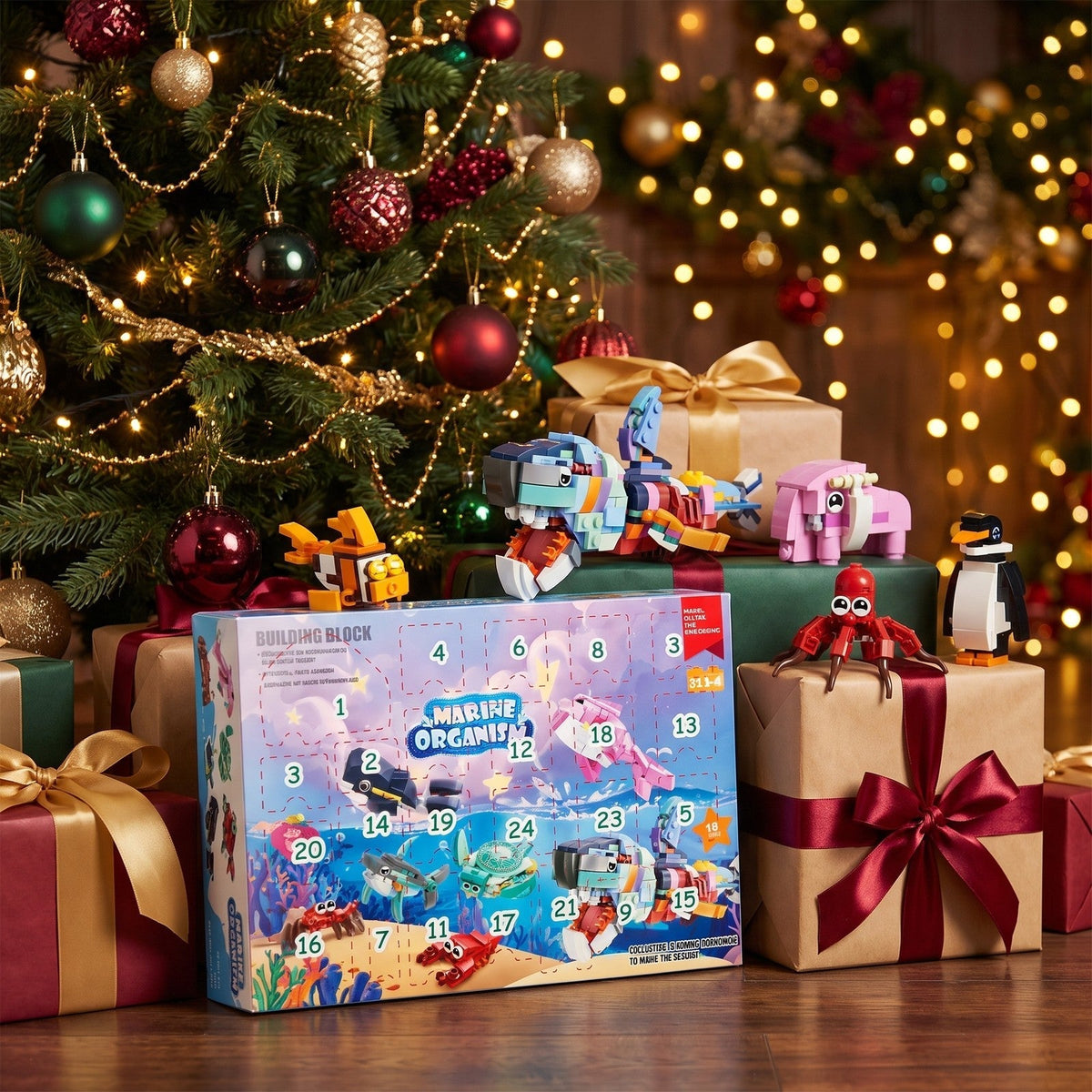 Advent Calendar Building Brick Animals – 24 Sea & Safari Creatures