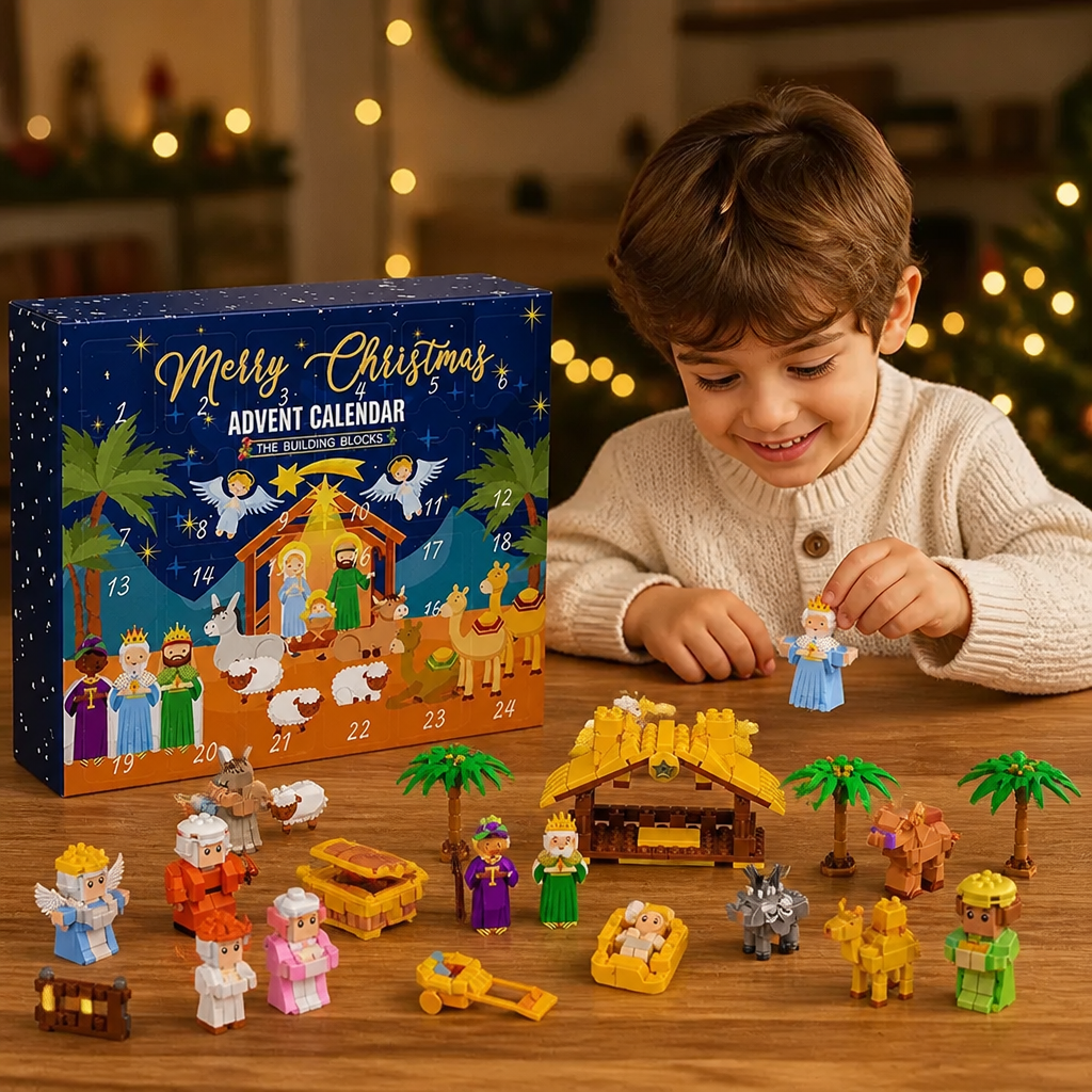 Nativity Scene Advent Calendar – 24-Piece Building Block Set