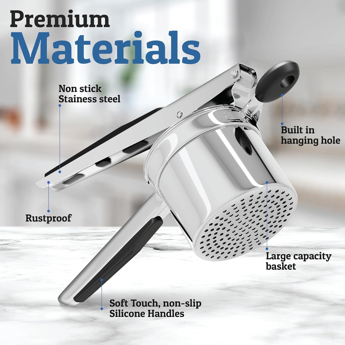 Stainless Steel Potato Masher for Smooth Creamy Mashed Potatoes