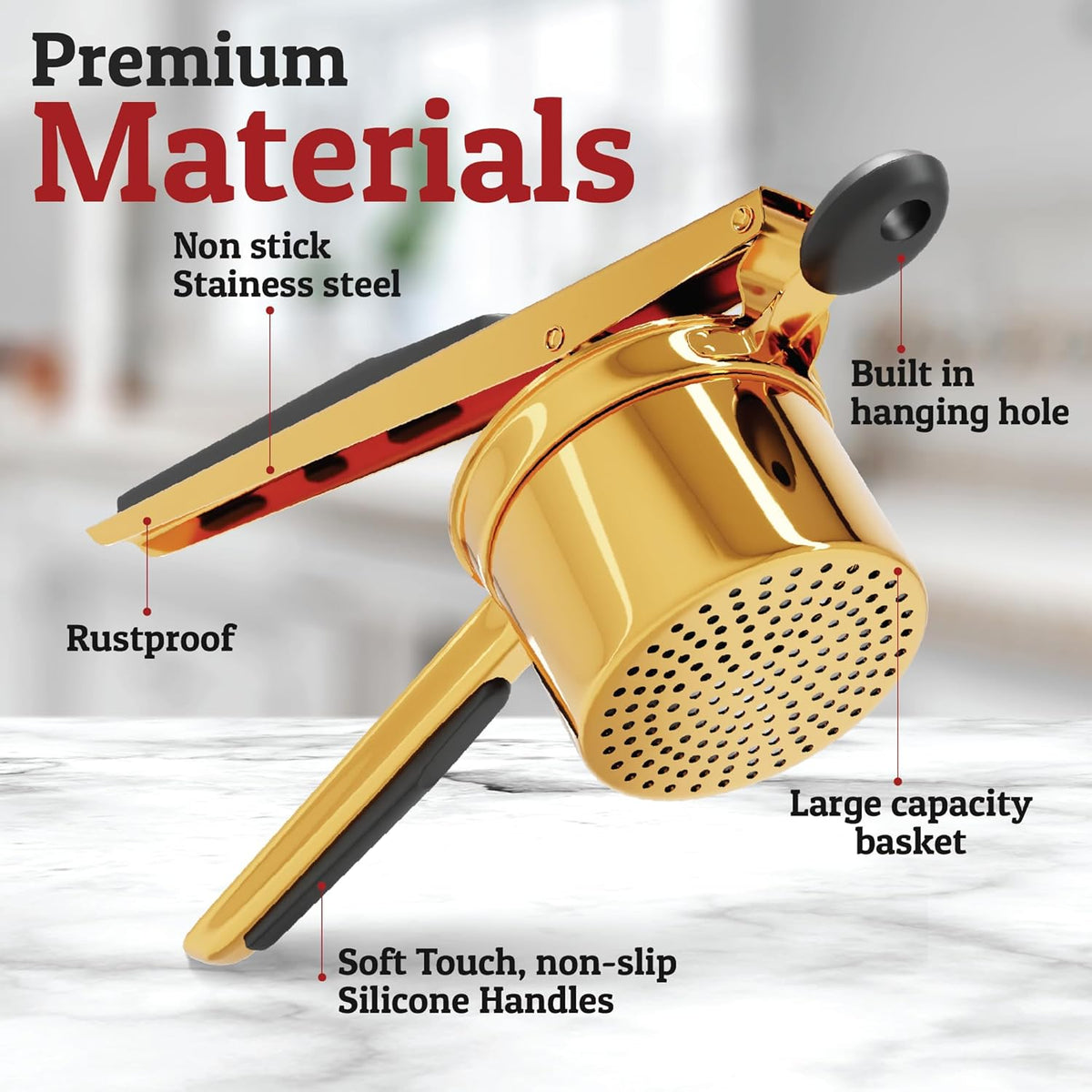 Stainless Steel Potato Masher for Smooth Creamy Mashed Potatoes