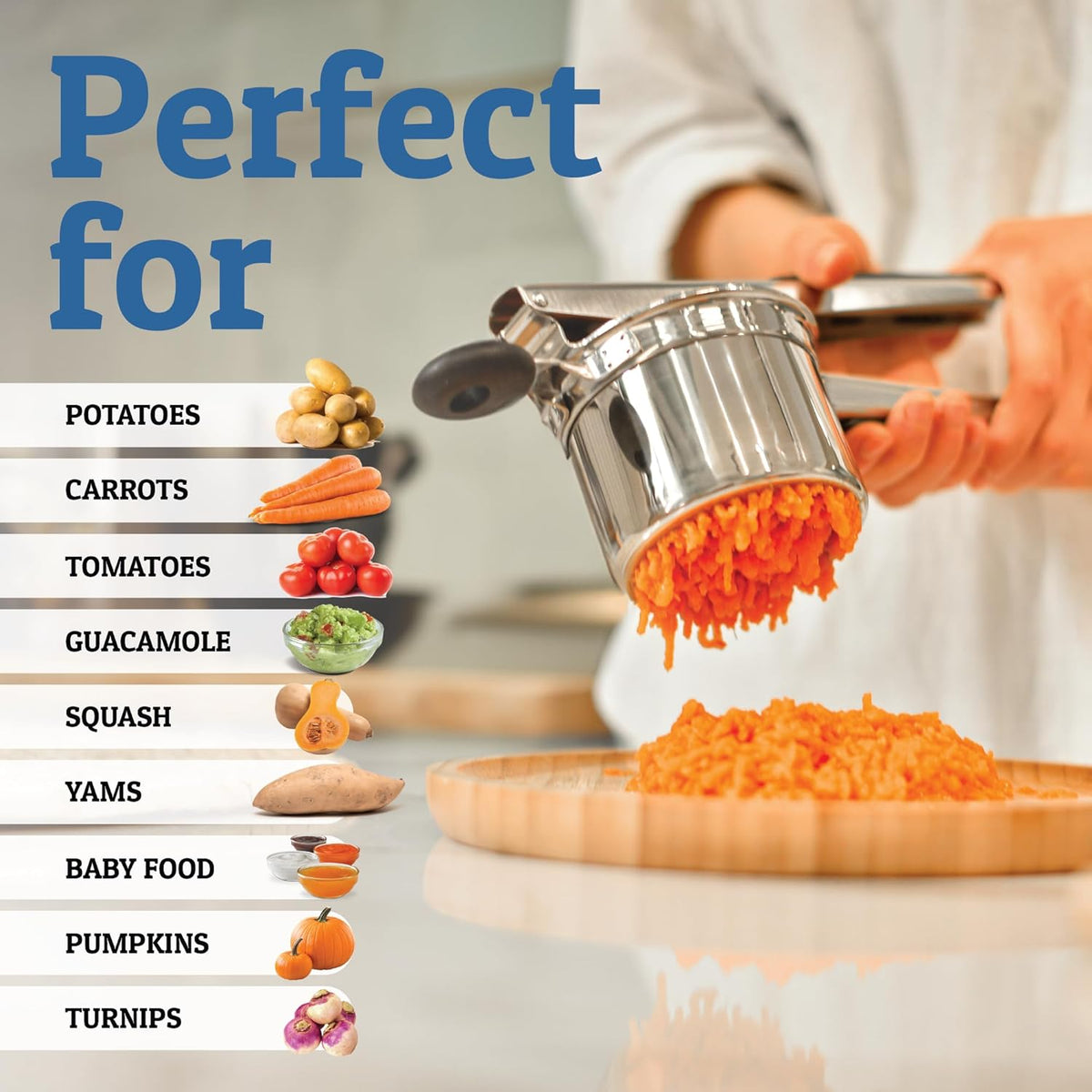 Stainless Steel Potato Masher for Smooth Creamy Mashed Potatoes