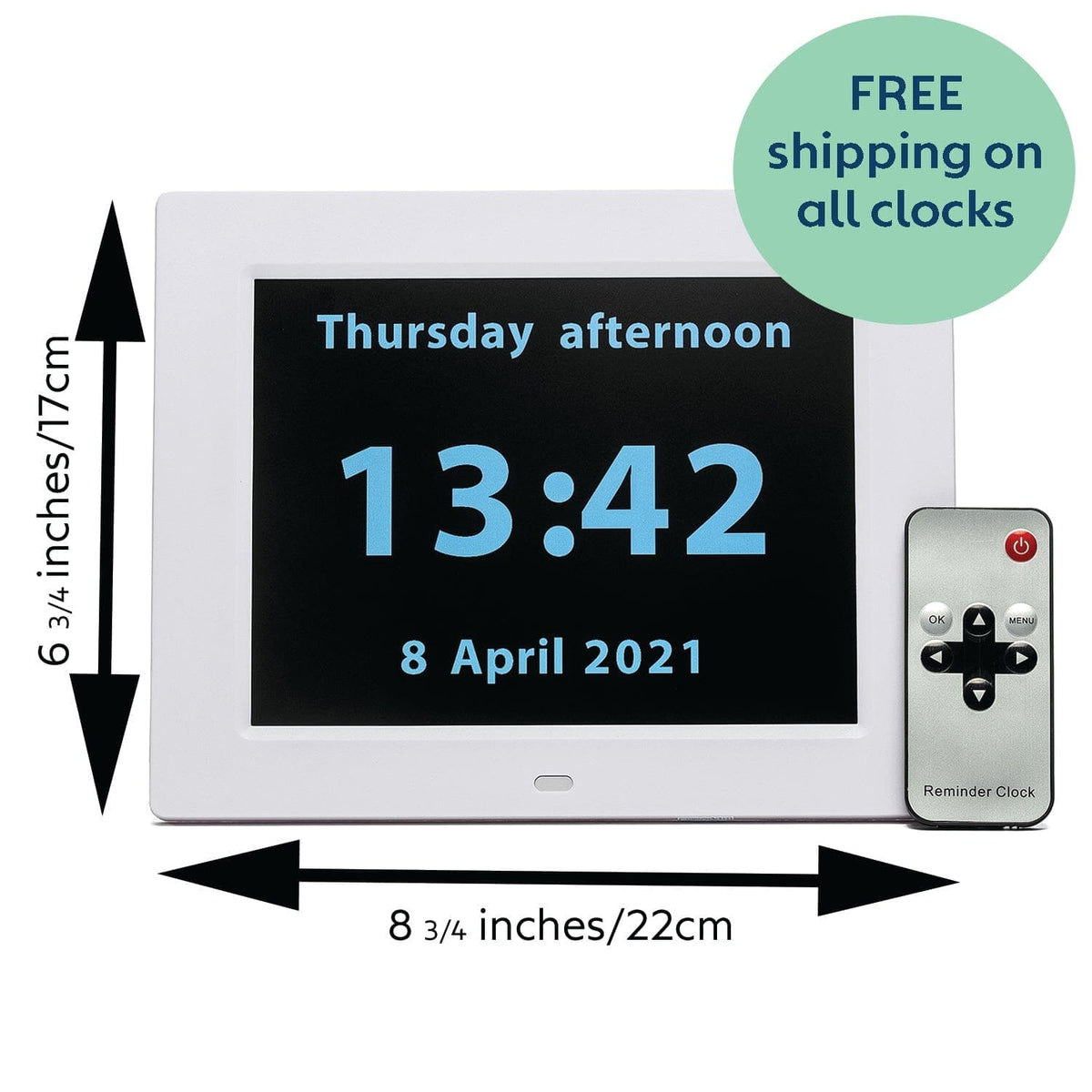 Digital Reminder Clock with 20 Custom Alerts – White