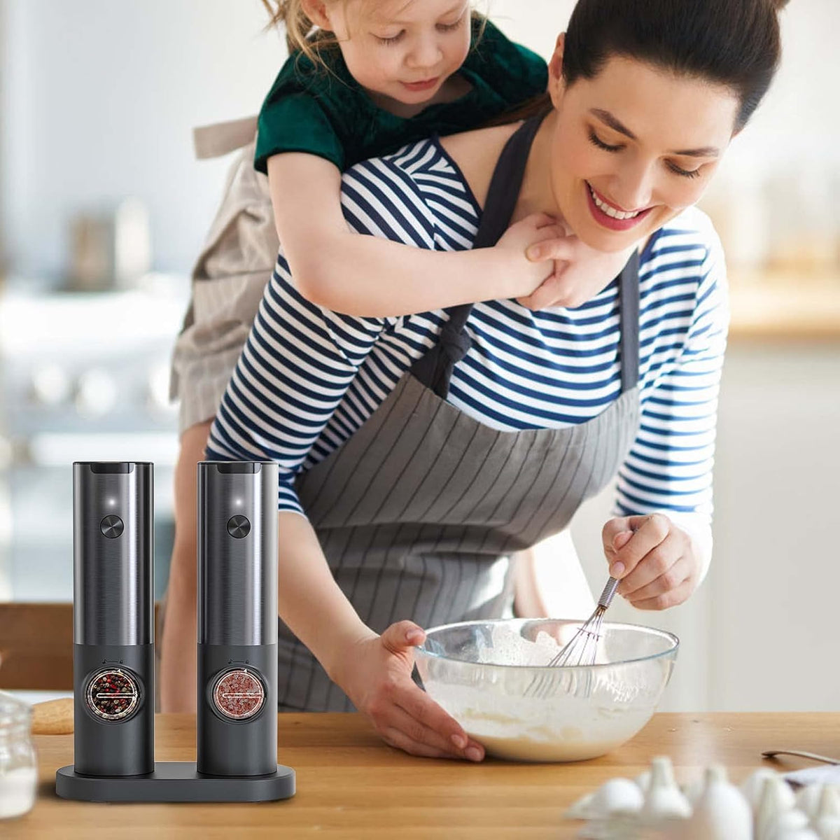 Electric Salt and Pepper Mill Set – Rechargeable Stainless Steel