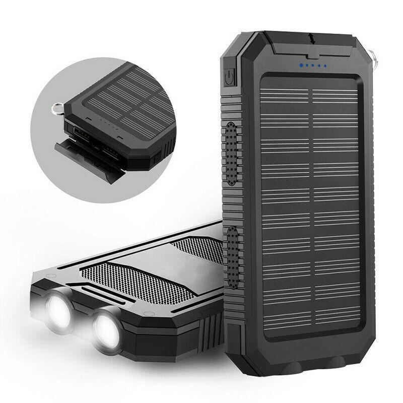 Solar Power Bank 500000mAh Waterproof Dual USB Portable Charger