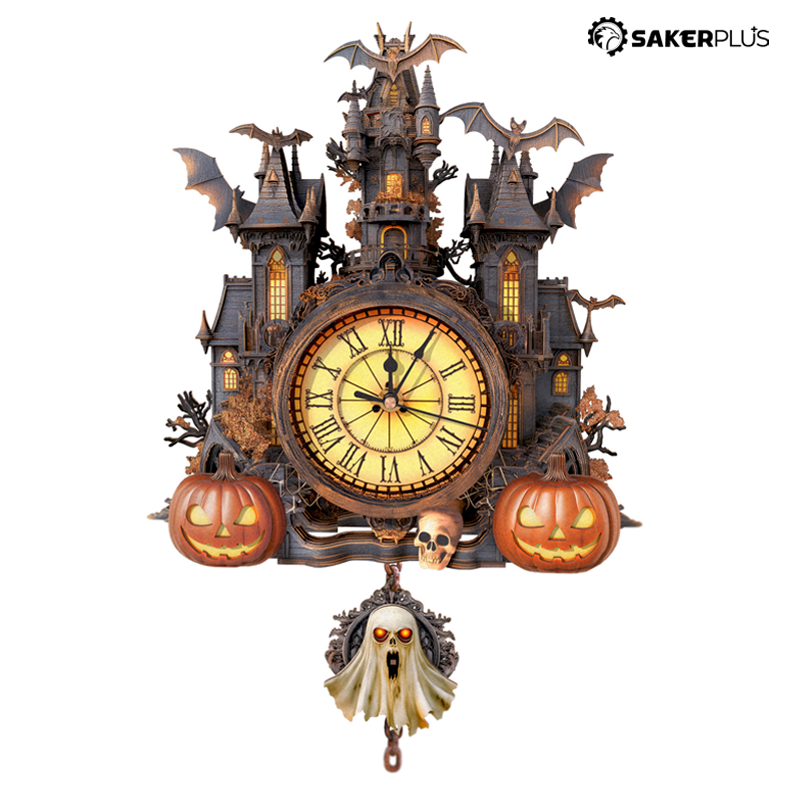 Halloween 3D Puzzle Clock – Wooden Castle Decoration