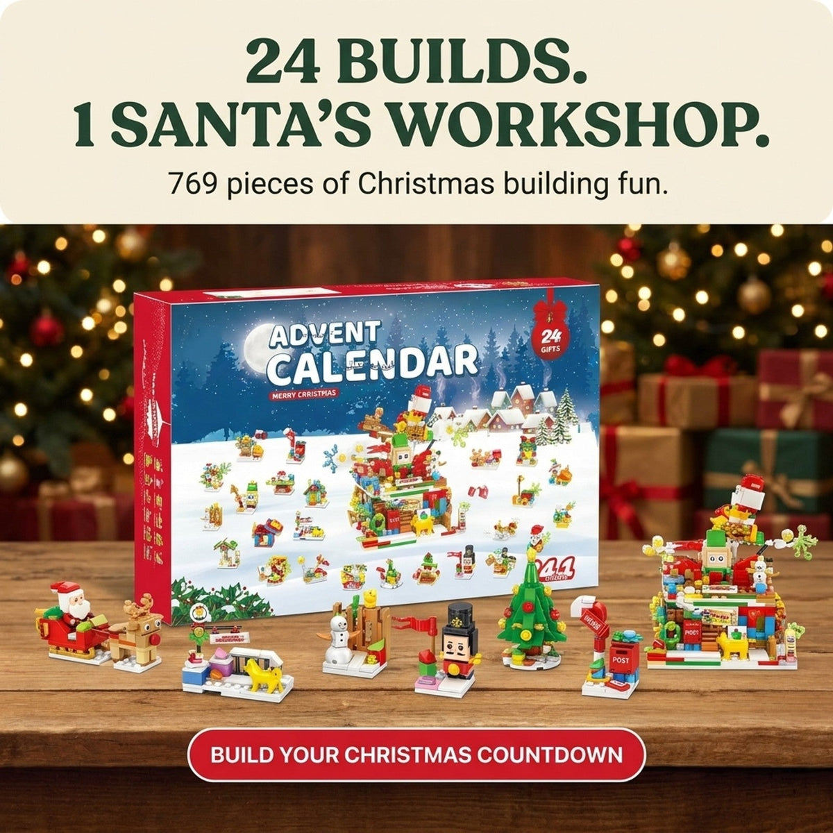 Christmas Advent Calendar Building Set – 24 Daily Builds, 769 Pieces