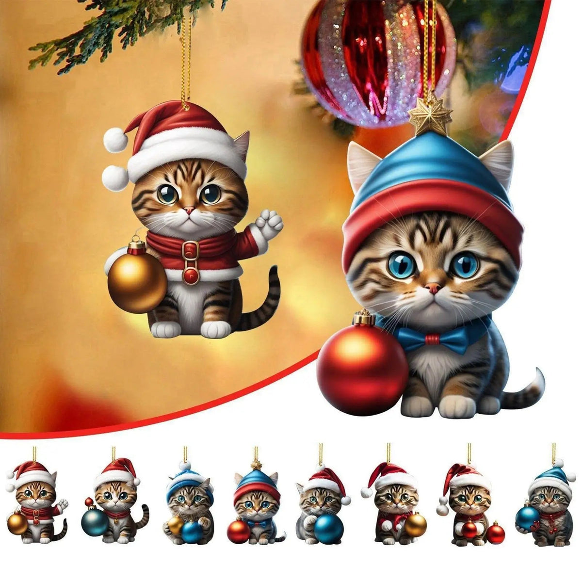 Cat Christmas Ornament Set – 24 Piece Advent Calendar Decoration