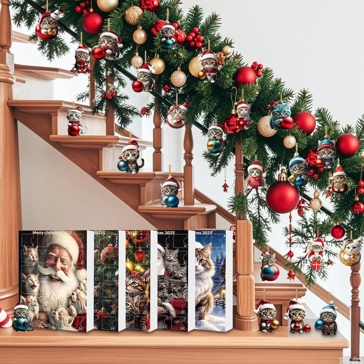 Cat Christmas Ornament Set – 24 Piece Advent Calendar Decoration