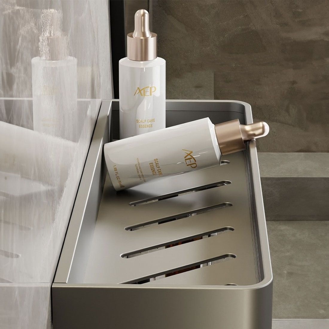 Self-Adhesive Bathroom Shelf with Towel Holder – No Drilling