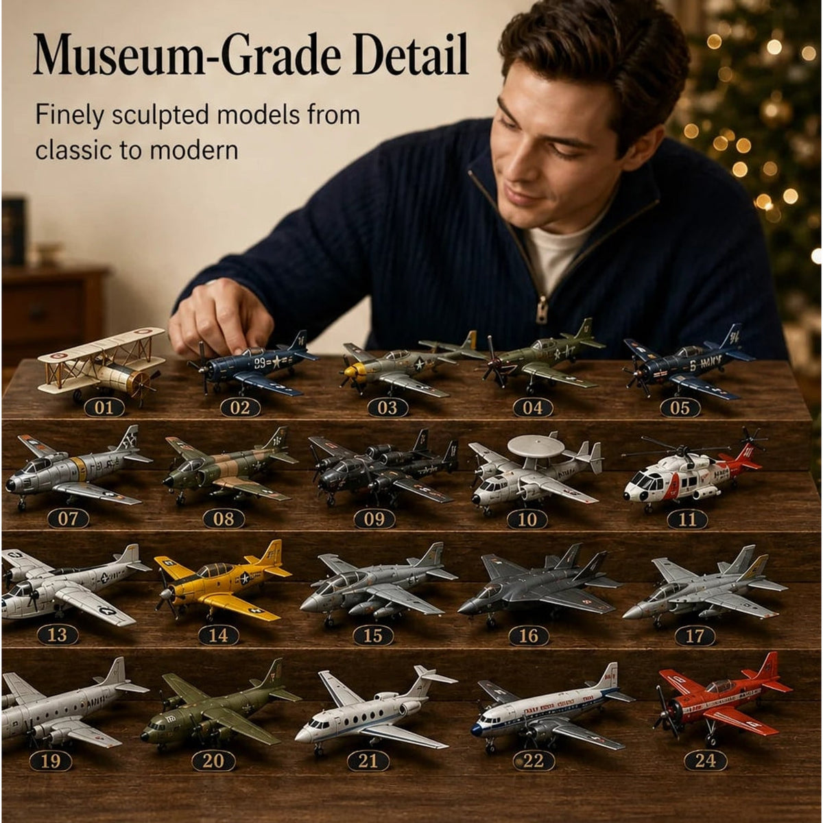 Aircraft Advent Calendar with 24 Collectible Planes & Helicopters