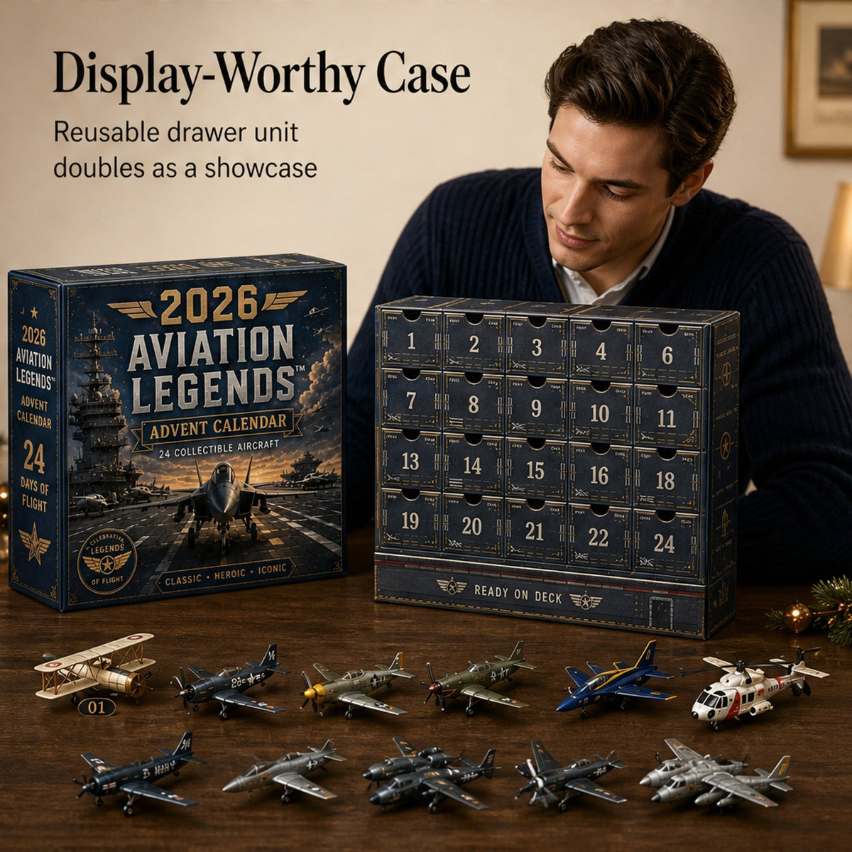 24-Day Aviation Advent Calendar with Collectible Aircraft