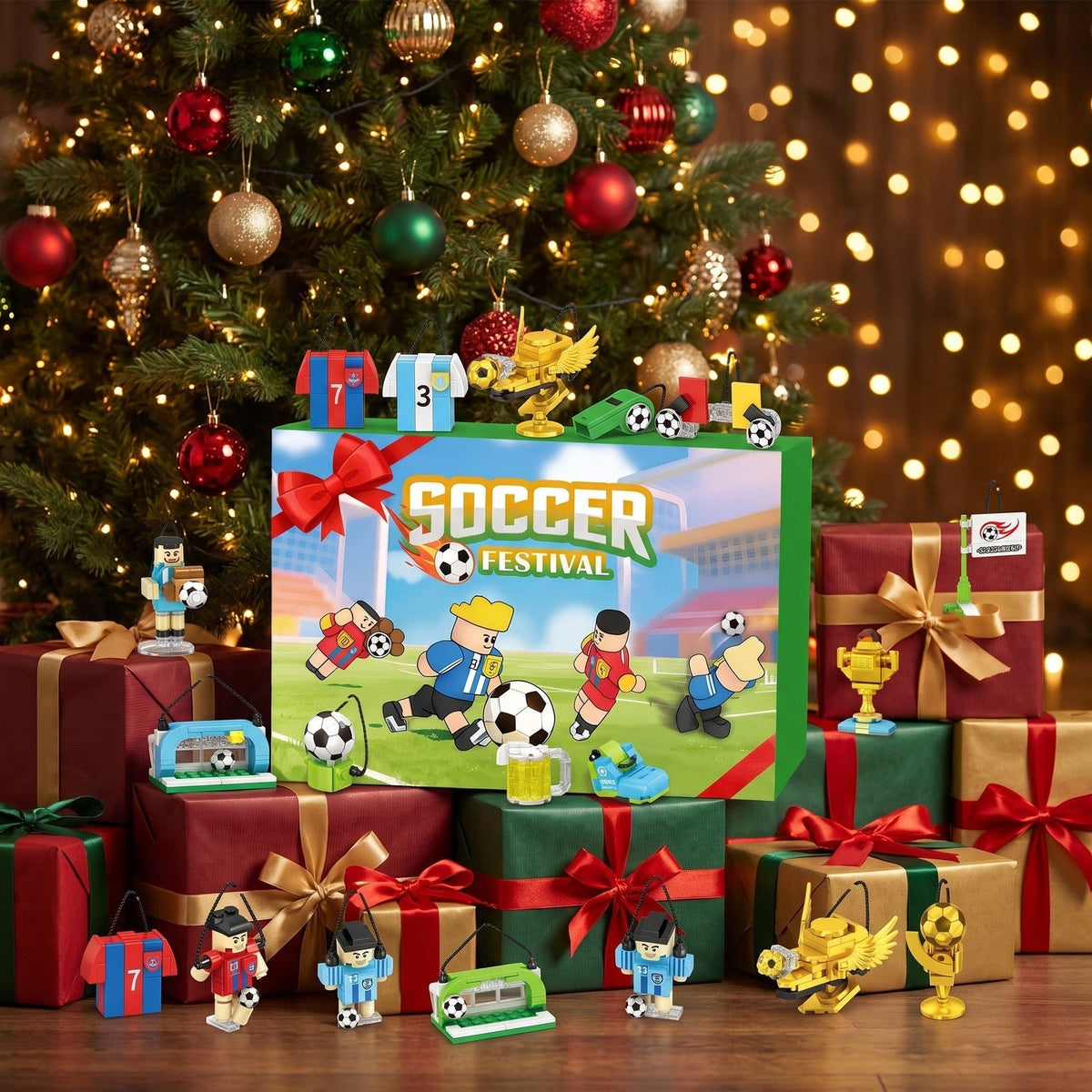 Football Advent Calendar – 600-Piece Brick Build Collection with Players and Trophies