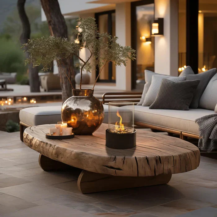 Portable Table Fire Lantern | Modern Steel & Glass Design