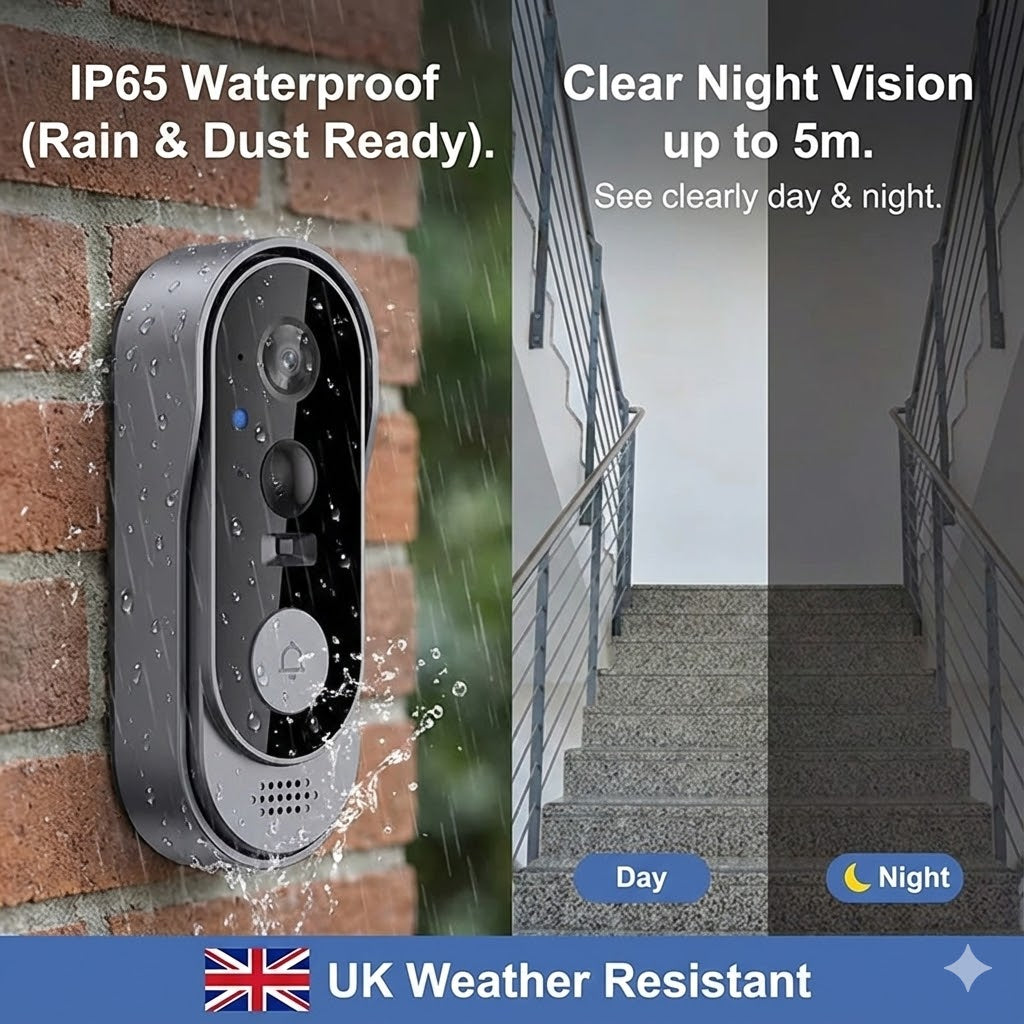 Wireless Video Doorbell HD Camera – No Subscription Required