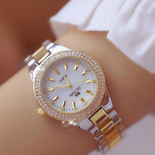 Women's Stainless Steel Quartz Watch – Elegant Round Design