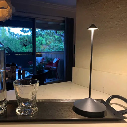 Wireless LED Table Lamp – Dimmable, Water-Resistant, USB Rechargeable